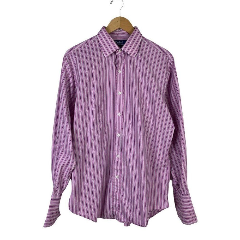 Polo Ralph Lauren Button Down Shirt Mens 16/33 Pink Striped Curham Classic Fit